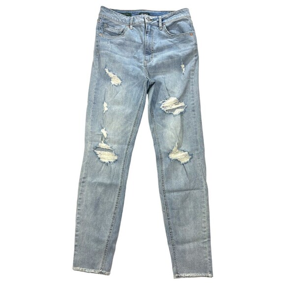 Wild Fable Highest Rise Skinny Jean Destroyed Raw Hem Denim Jeans Size 8 - Picture 1 of 12